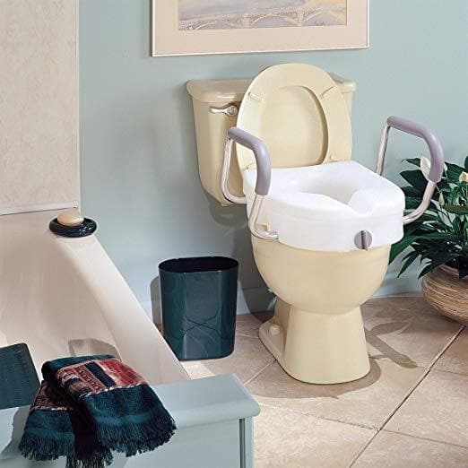 Carex E-Z Lock Raised Toilet Seat with Handles - 5 Inch Toilet Seat Riser with Arms - primehubstore.shop Raised Toilet Seats