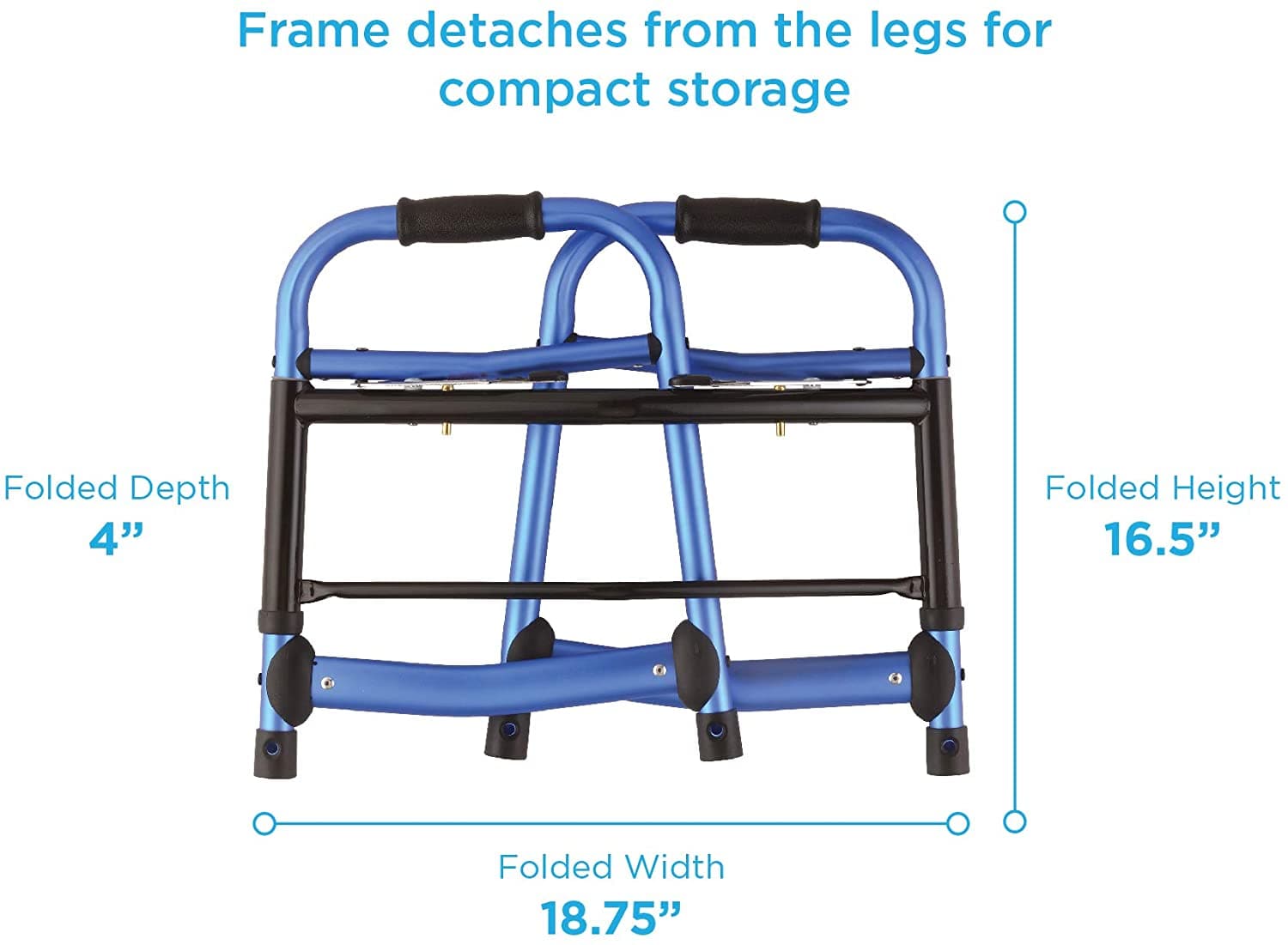 Nova Medical Folding Walker with 5” Front Wheels, Glide Skis and Mobility Bag - Blue - Open Box - primehubstore.shop walkers