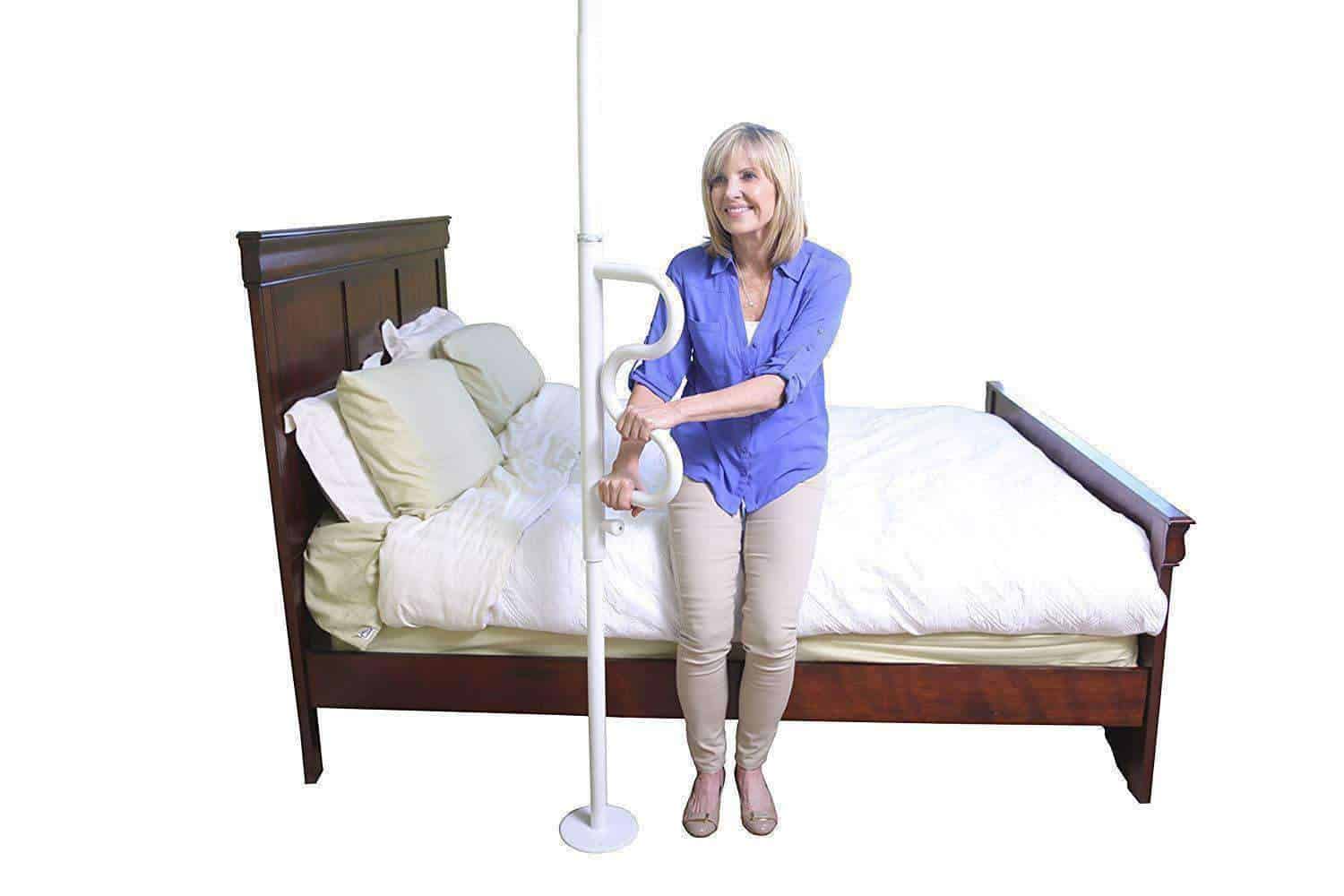 Stander Security Pole & Curve Grab Bar - Elderly Tension Mounted Transfer Pole & Bathroom Assist Grab Bar - primehubstore.shop Security poles