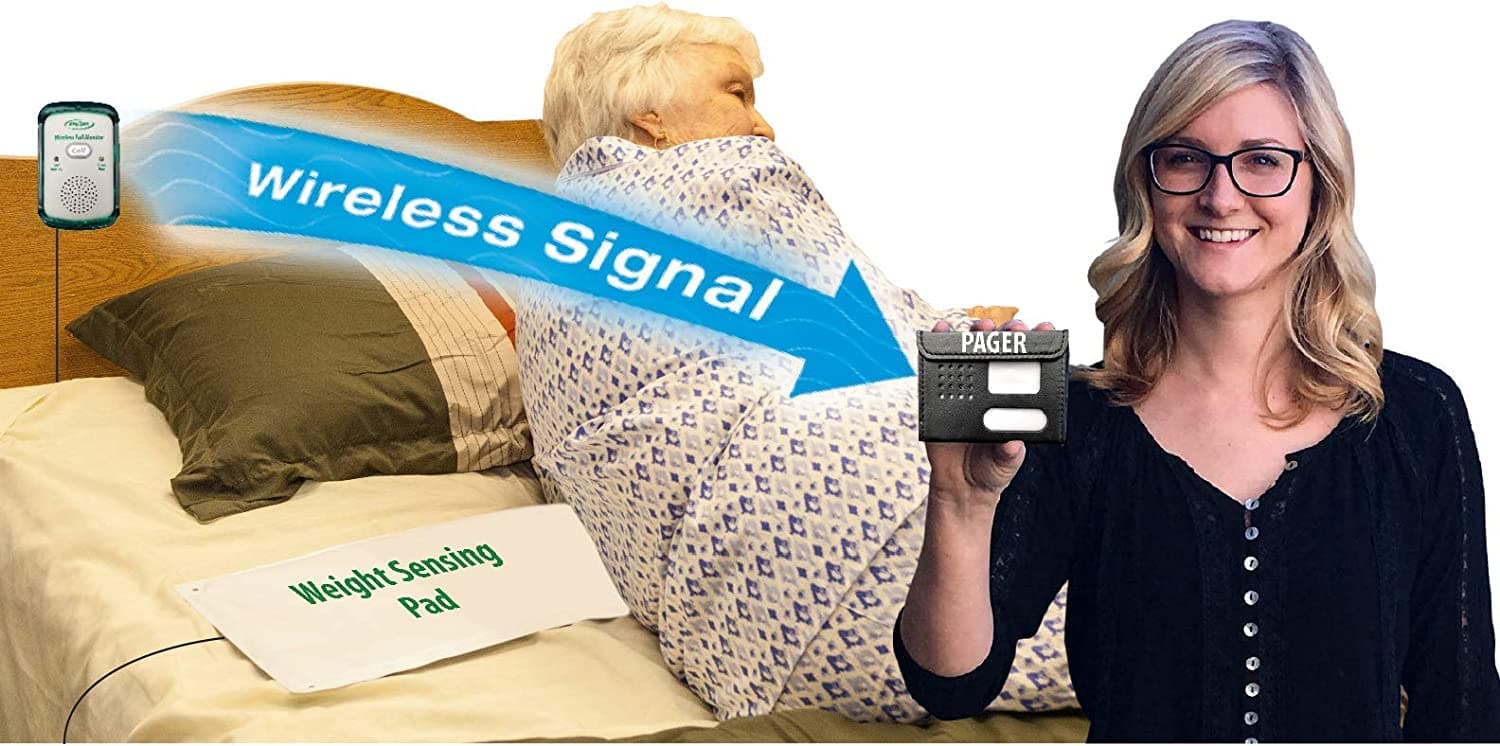 Wireless Economy Quiet Fall Alert with 10in x 30in Bed Pad and Caregiver Pager - primehubstore.shop Bed Pads