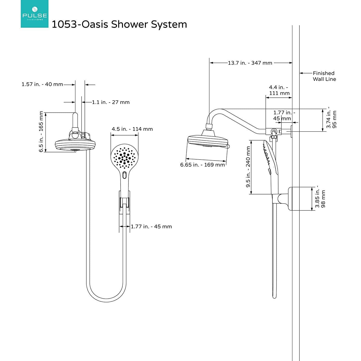 Pulse ShowerSpas Oasis Shower System with 5-Function 7" Showerhead and 6-Function Hand Shower - primehubstore.shop Shower Systems