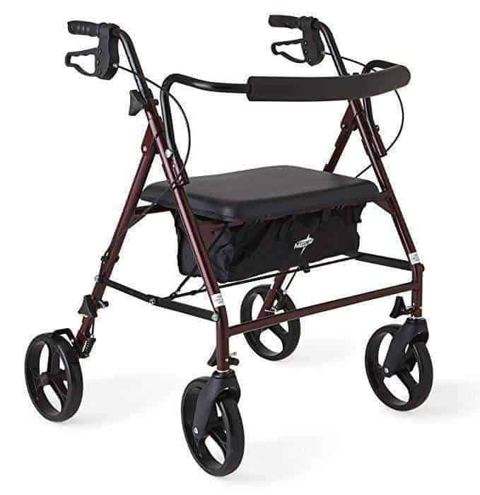 Medline Heavy Duty Bariatric Mobility Rollator with 8” Deluxe Wheels - Burgundy - primehubstore.shop Rollators