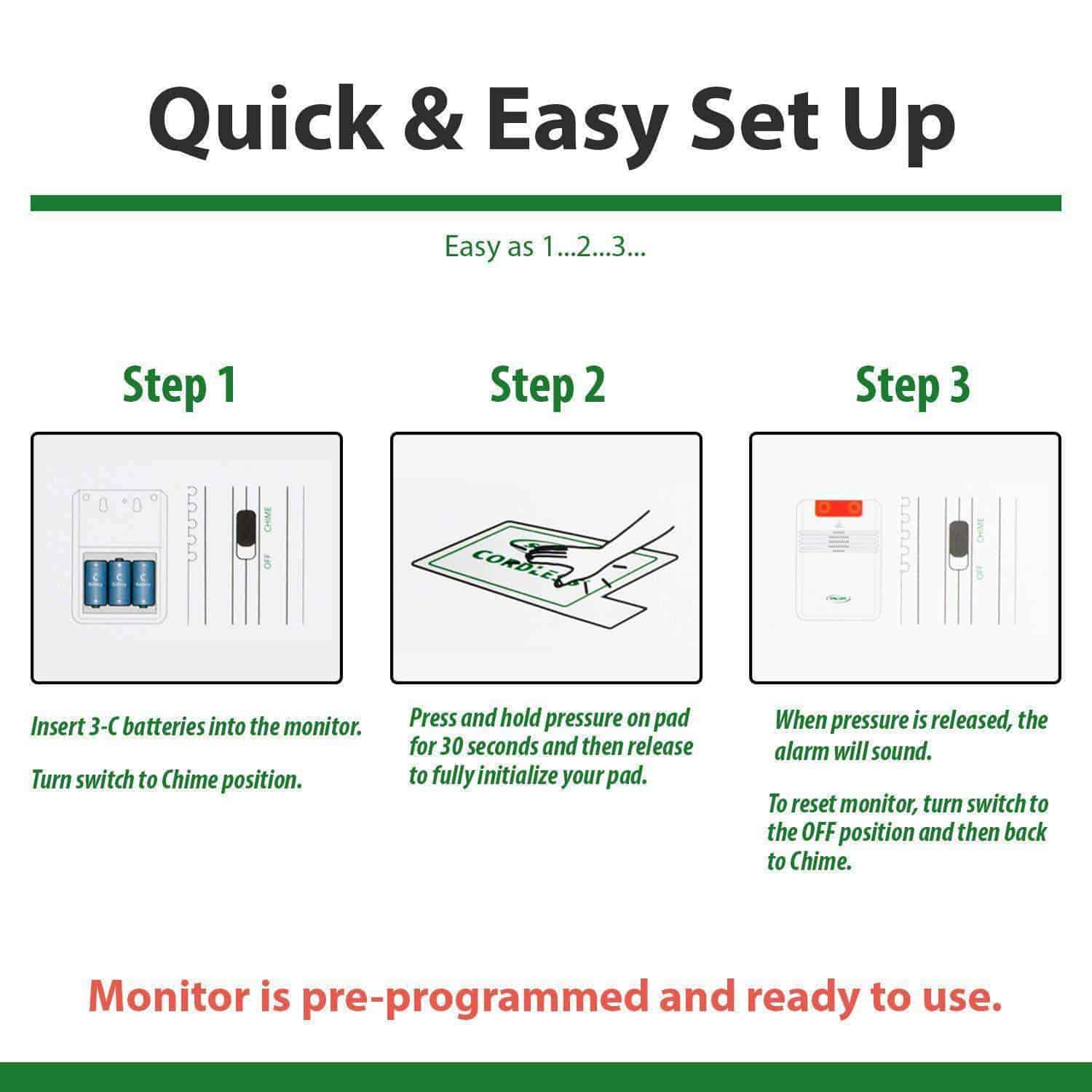 Smart Caregiver Cordless Bed Exit Monitoring System Alarm with Bed Pressure Sensing Pad - Help Prevent Falls & Wandering While Unattended - primehubstore.shop Patient Monitors
