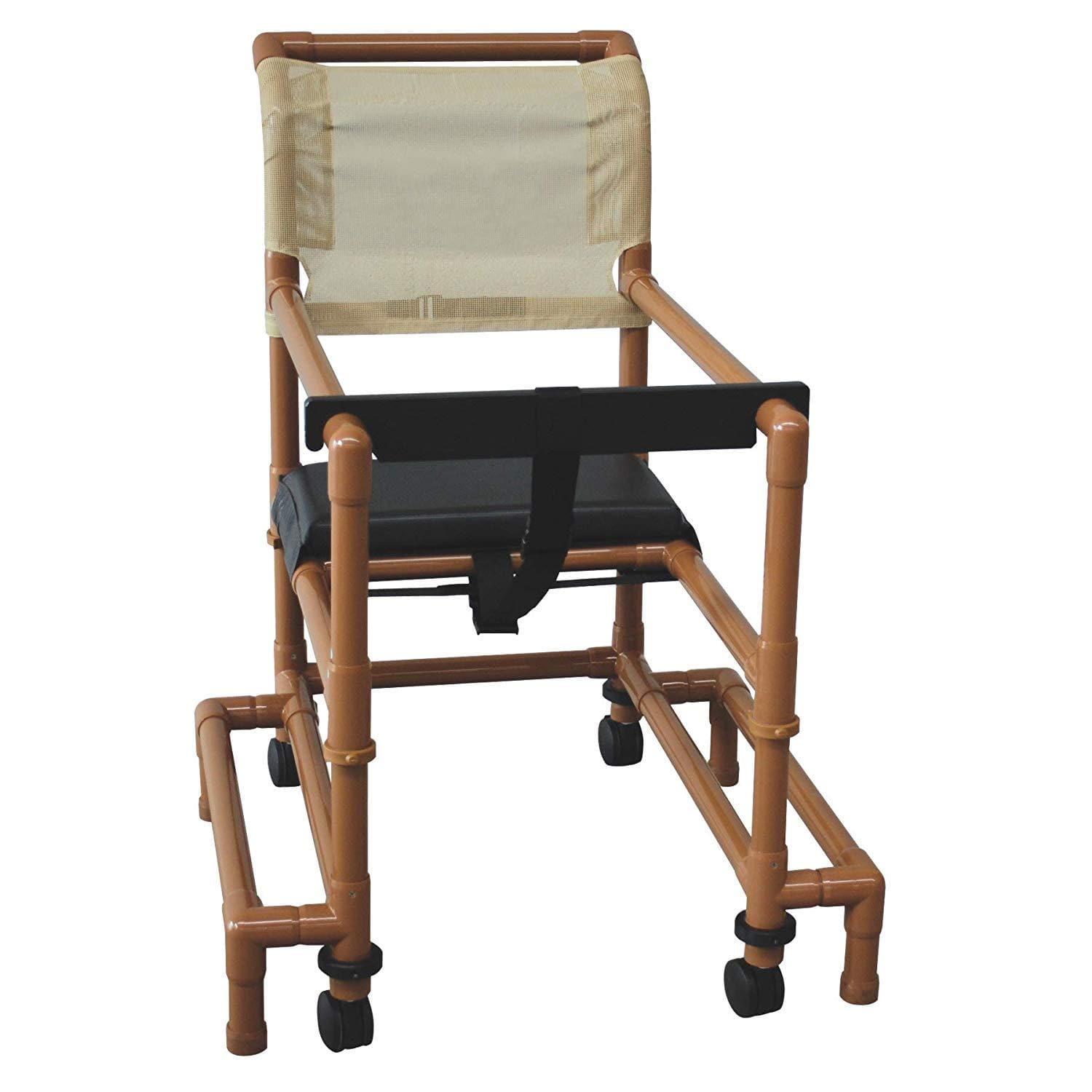 MJM International Wood Tone PVC Frame Outrigger Walker Transport Chair - primehubstore.shop Transport Chairs