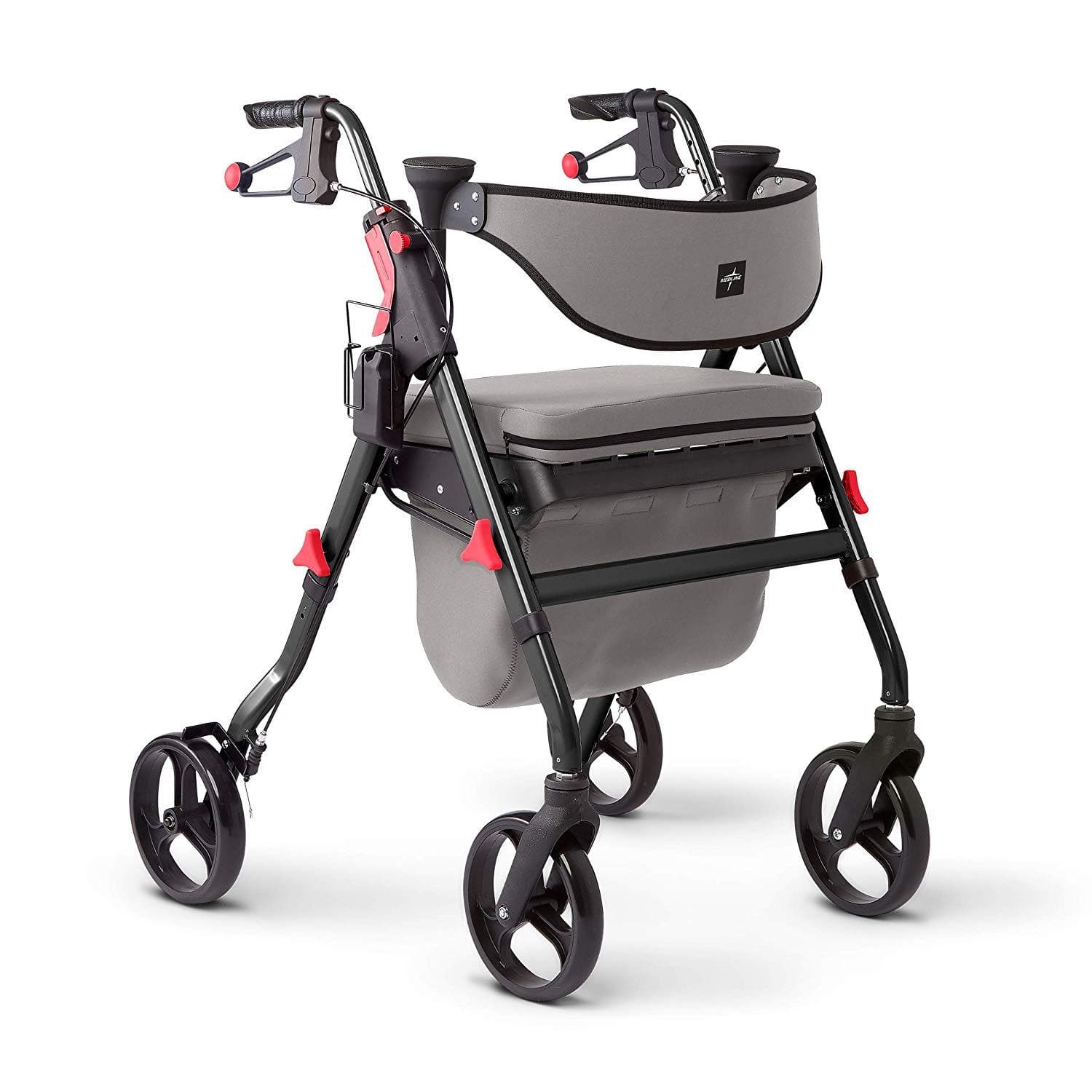Medline Premium Empower Rollator Walker with Microban Antimicrobial Protection, Seat, Comfort Handles and Thick Backrest - primehubstore.shop Rollators