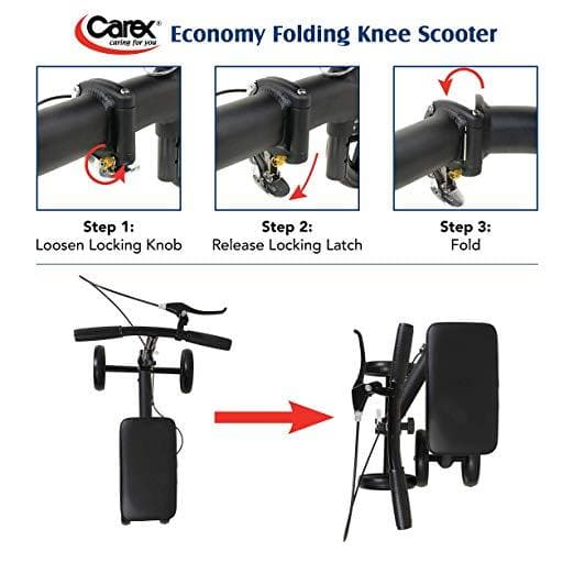 Carex Folding Knee Walker Scooter - 300 Lbs Weight Capacity - primehubstore.shop Knee Walkers