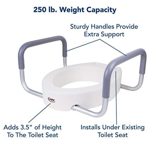 Carex Raised Toilet Seat With Handles - For Elongated Toilets - Adds 3.5 Inches - primehubstore.shop Raised Toilet Seats