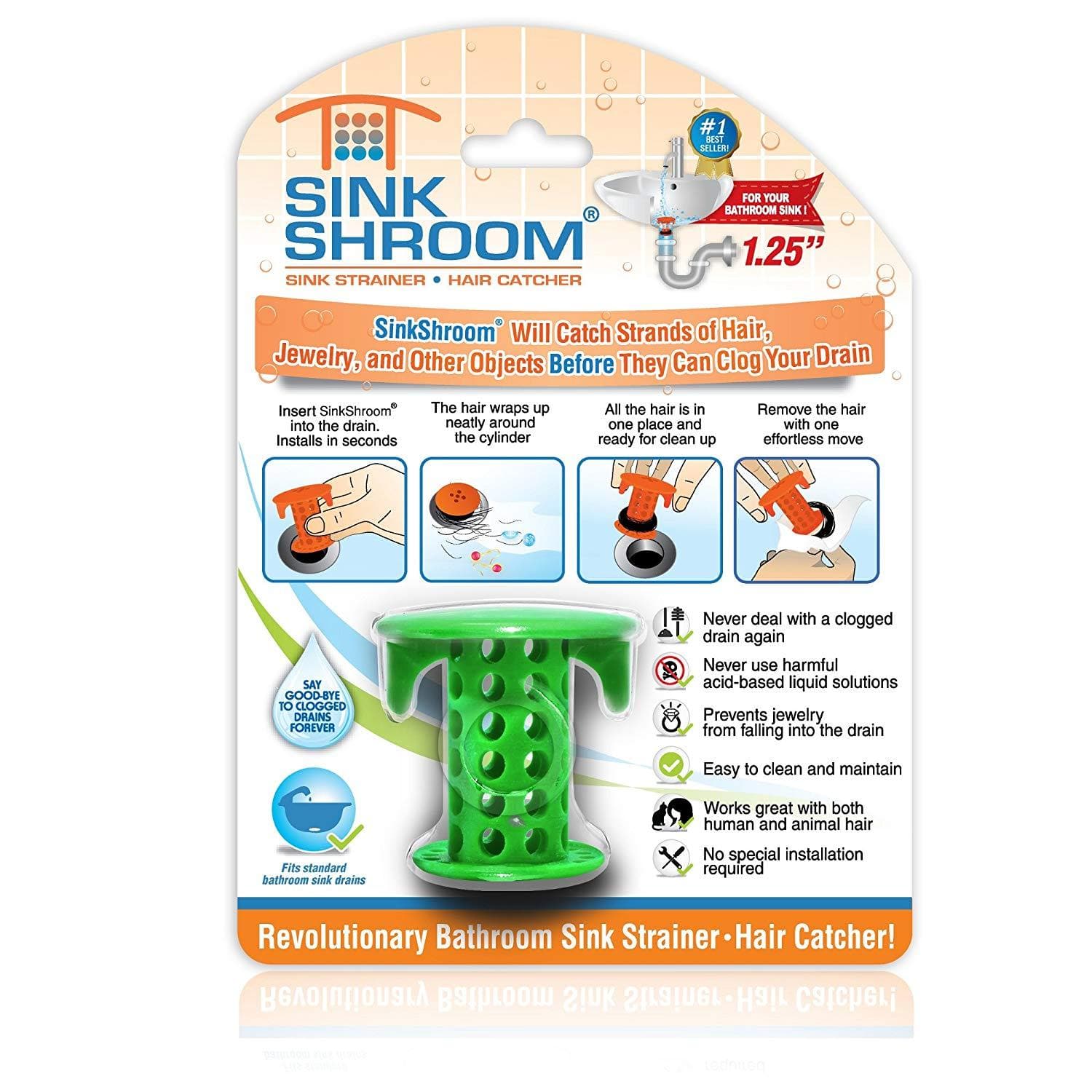 SinkShroom The Revolutionary Sink Drain Protector Hair Catcher/Strainer/Snare - primehubstore.shop Bathroom Accessories