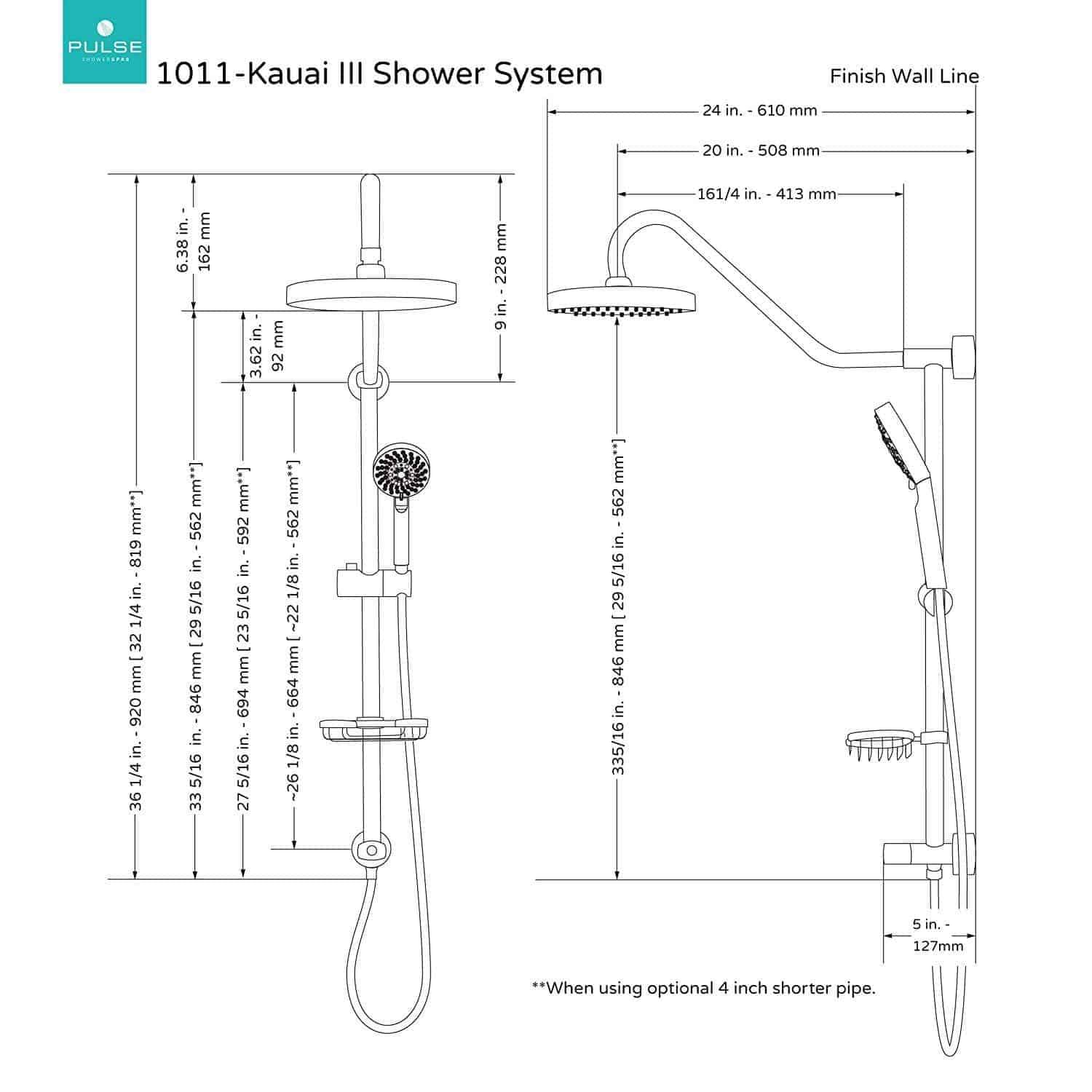 Pulse ShowerSpas Kauai III Shower System with 8" Rain Showerhead, 5-Function Hand Shower, Adjustable Slide Bar and Soap Dish - primehubstore.shop Shower Systems