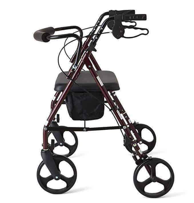 Medline Heavy Duty Bariatric Mobility Rollator with 8” Deluxe Wheels - Burgundy - primehubstore.shop Rollators