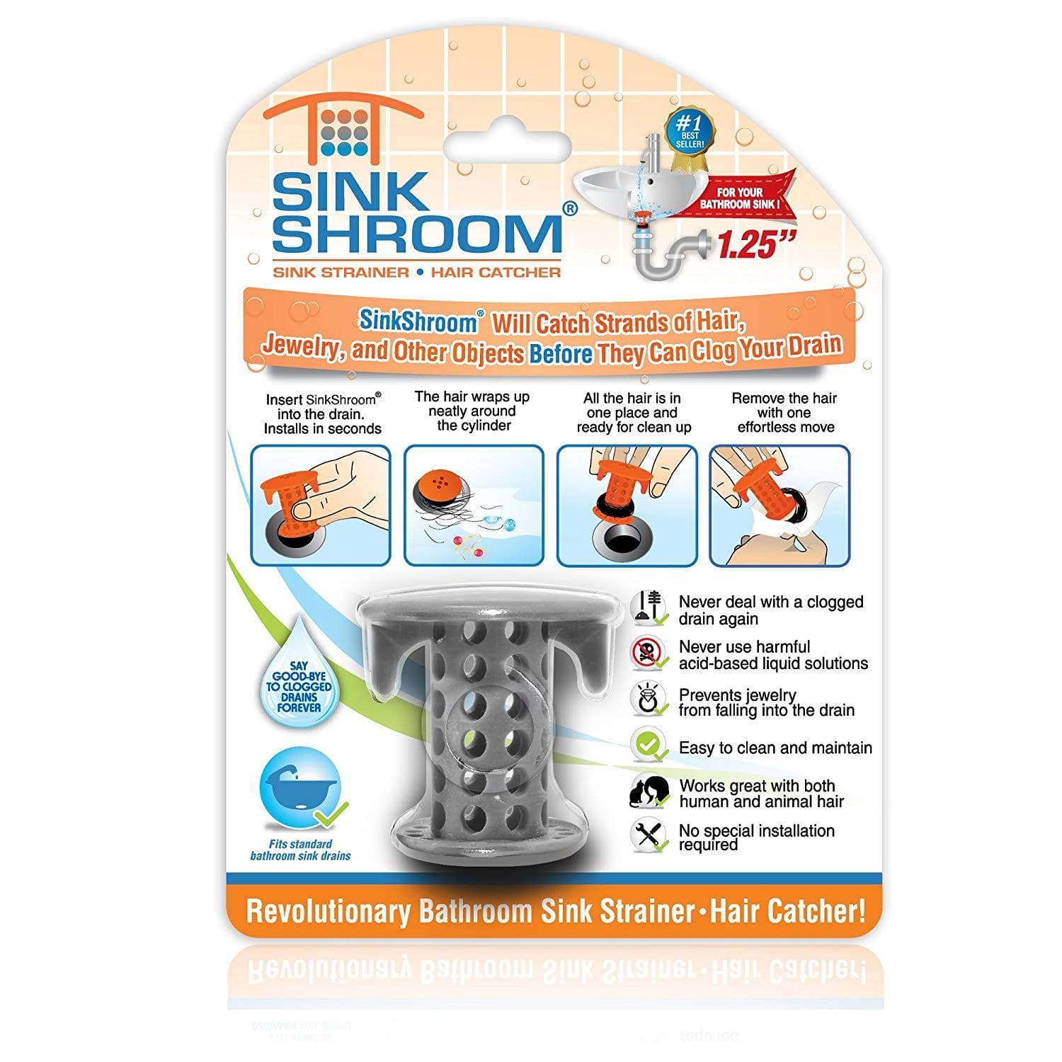 SinkShroom The Revolutionary Sink Drain Protector Hair Catcher/Strainer/Snare - primehubstore.shop Bathroom Accessories