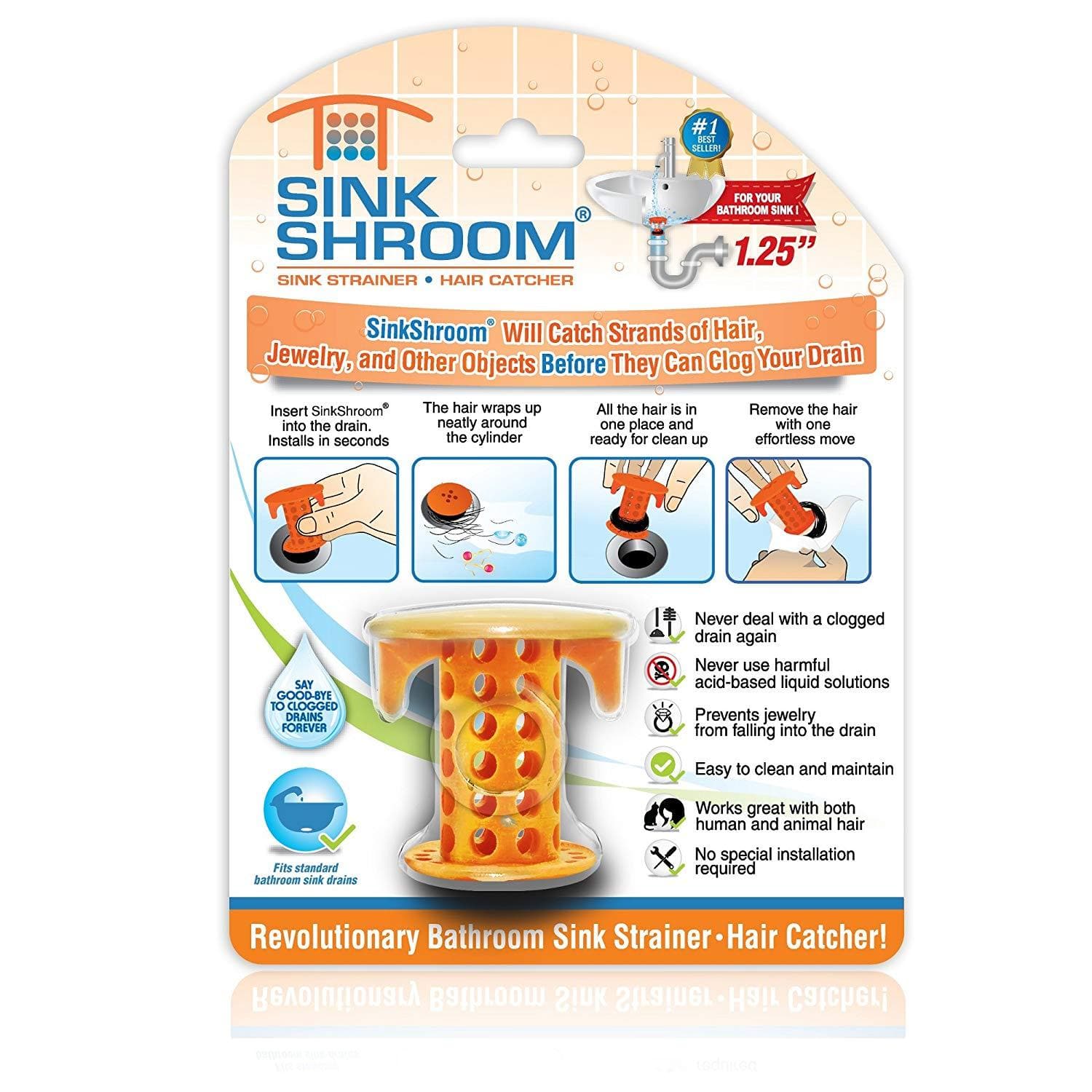 SinkShroom The Revolutionary Sink Drain Protector Hair Catcher/Strainer/Snare - primehubstore.shop Bathroom Accessories