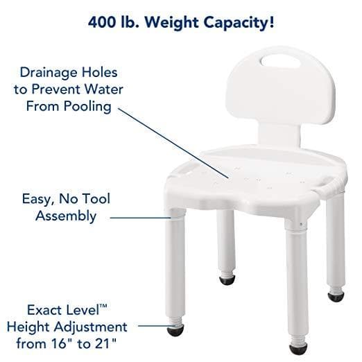 Carex Bariatric Bath Seat And Shower Chair With Back and Anti-Slip Feet - primehubstore.shop Bath Benches & Seats