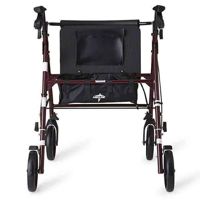 Medline Heavy Duty Bariatric Mobility Rollator with 8” Deluxe Wheels - Burgundy - primehubstore.shop Rollators