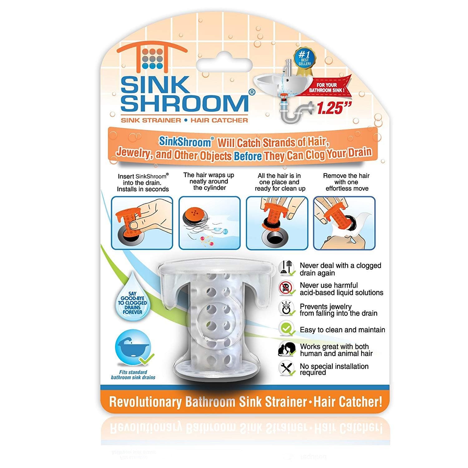 SinkShroom The Revolutionary Sink Drain Protector Hair Catcher/Strainer/Snare - primehubstore.shop Bathroom Accessories