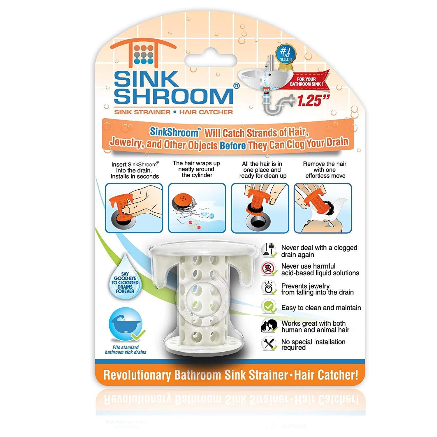SinkShroom The Revolutionary Sink Drain Protector Hair Catcher/Strainer/Snare - primehubstore.shop Bathroom Accessories
