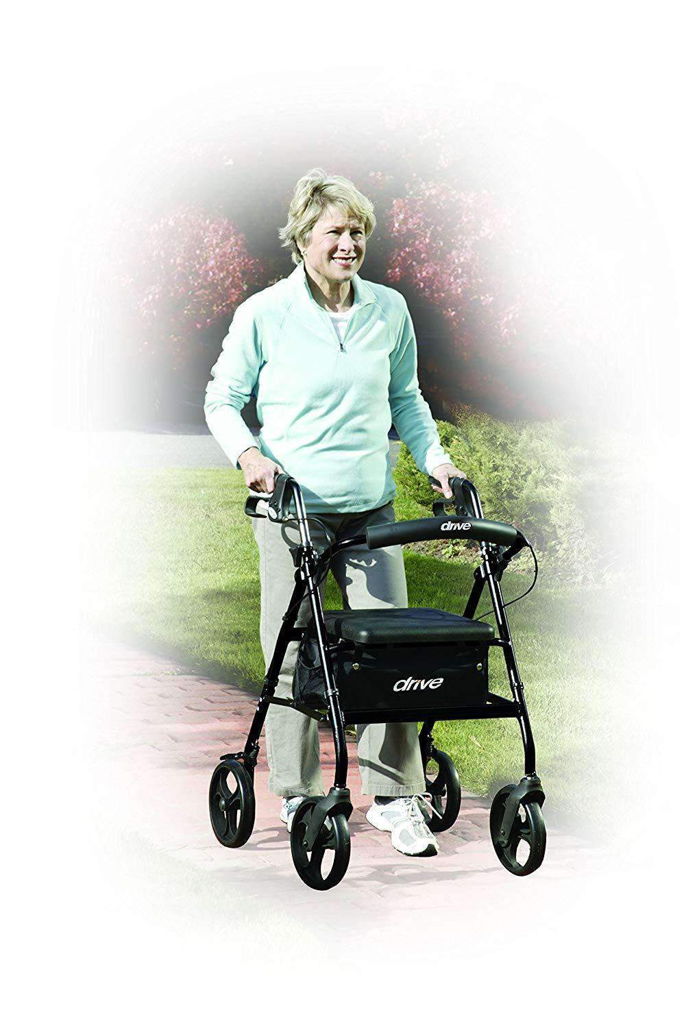 Drive Medical Rollator Rolling Walker with 6" Wheels, Fold Up Removable Back Support & Padded Seat - primehubstore.shop Rollators