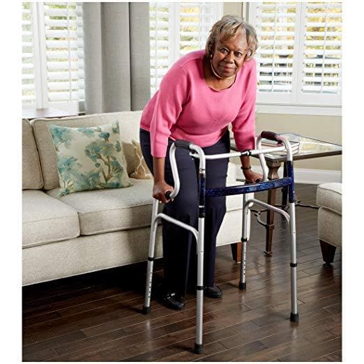 Carex Sturdy Uplift Adjustable Folding Walker with Stand Assist Design - primehubstore.shop Walkers
