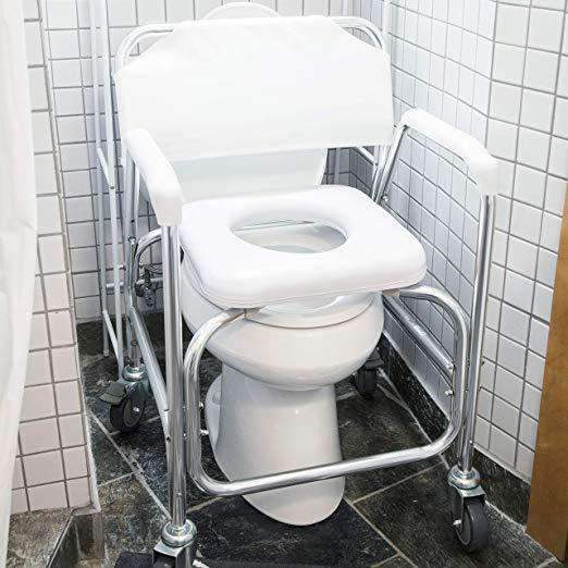 DMI Rolling Shower Padded Transport Chair with Commode Opening - primehubstore.shop Commodes