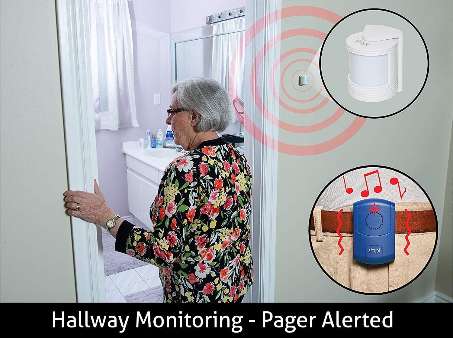 SMPL Motion Alert Kit - Includes Motion Sensor and Pager, Helps Stop Falls and Wandering Incidents - primehubstore.shop Alzheimer Aids