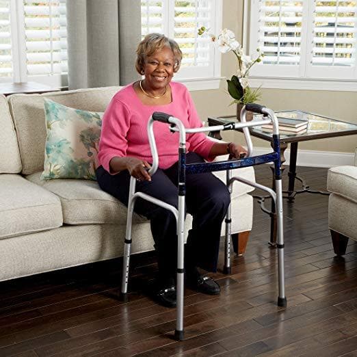 Carex Sturdy Uplift Adjustable Folding Walker with Stand Assist Design - primehubstore.shop Walkers