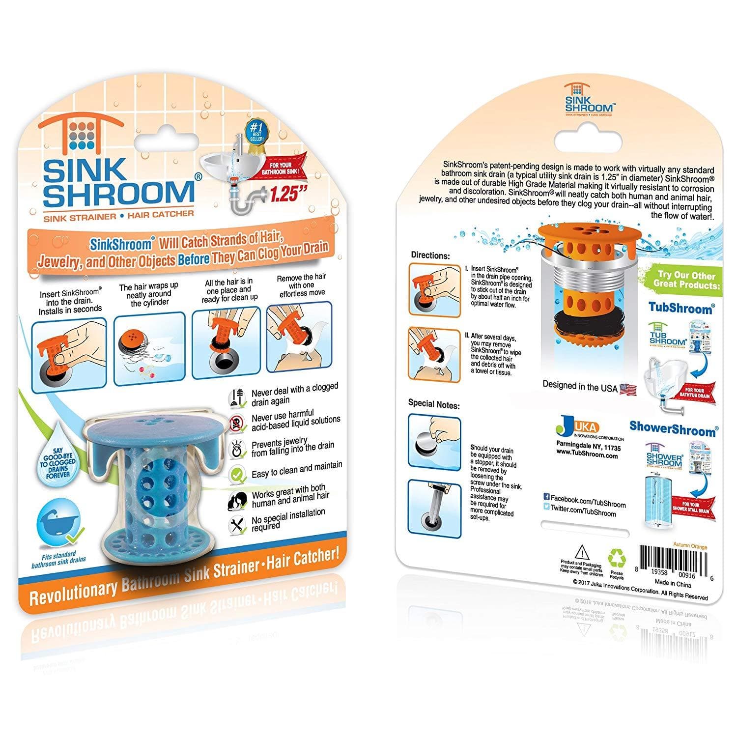 SinkShroom The Revolutionary Sink Drain Protector Hair Catcher/Strainer/Snare - primehubstore.shop Bathroom Accessories