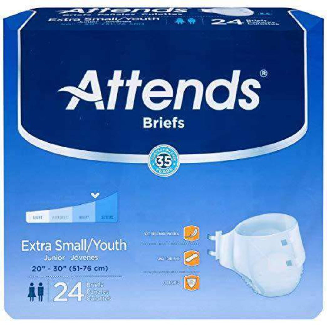 Attends Heavy Absorbency Unisex Extra Small Briefs - Case of 96 - primehubstore.shop Incontinence