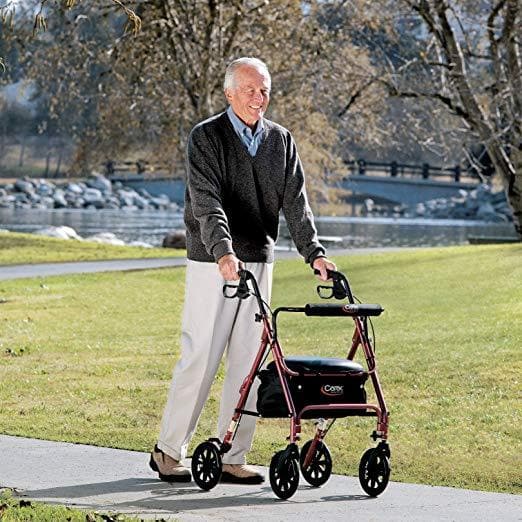 Carex Deluxe Folding Rolling Walker Rollator with Seat & Storage - primehubstore.shop Rollators