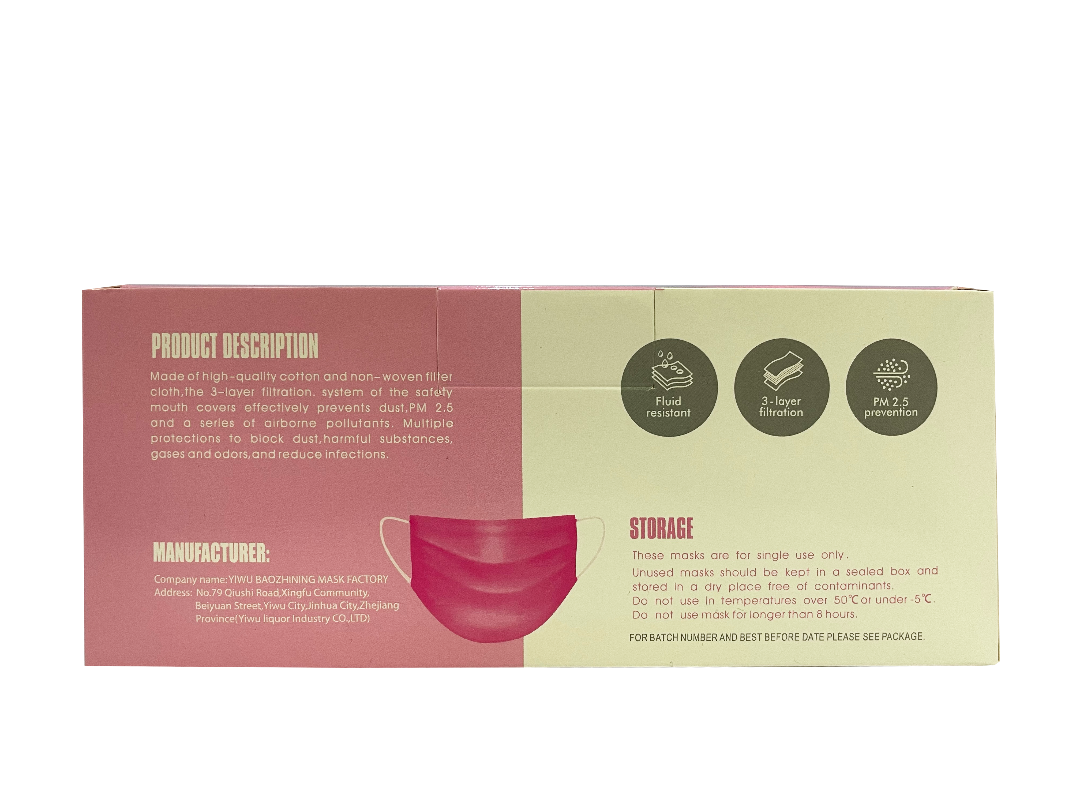 MaskWise Pink Disposable Protective 3Ply Face Masks - Box of 50 - primehubstore.shop Surgical Style Masks