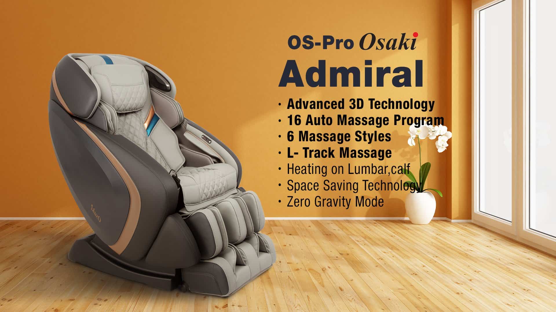 Osaki PRO Admiral II Zero Gravity Massage Chair with LED Light Control and 16 Auto Massage Programs - primehubstore.shop Massage Chairs