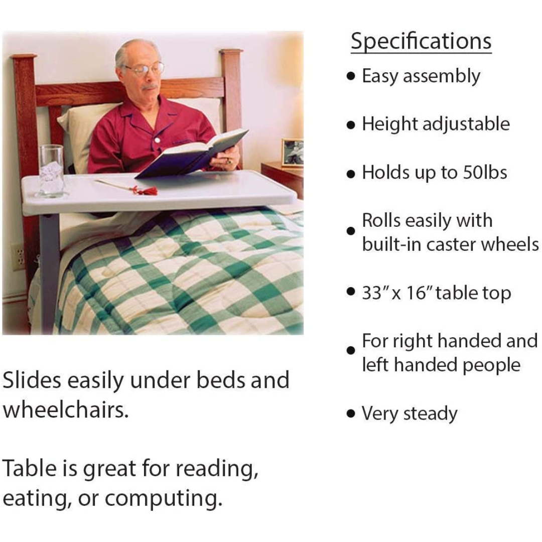 Carex Overbed Table - Rolling Bed Table and Desk with Adjustable Height - primehubstore.shop Overbed Tables