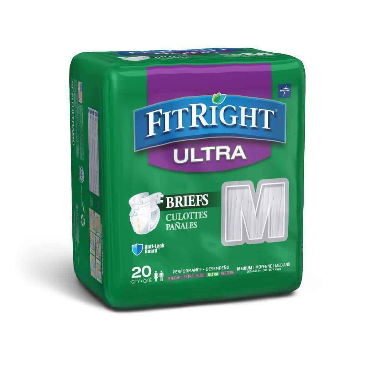 FitRight Ultra Adult Diapers Disposable Incontinence Briefs with Tabs - Heavy Absorbency - Case of 80 - primehubstore.shop Incontinence