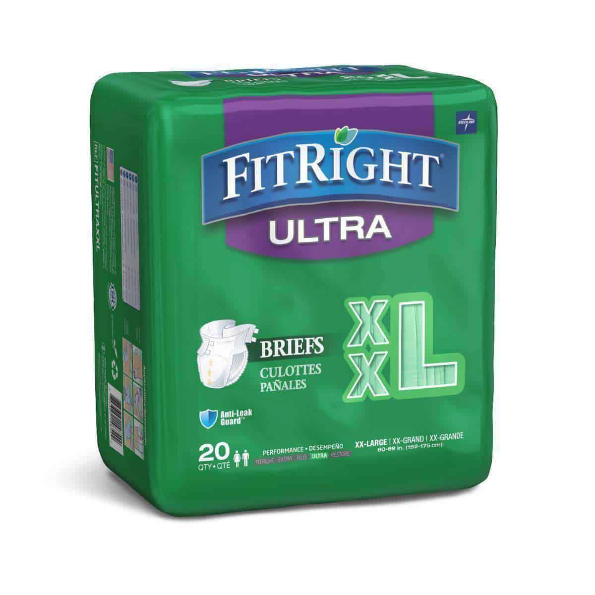 FitRight Ultra Adult Diapers Disposable Incontinence Briefs with Tabs - Heavy Absorbency - Case of 80 - primehubstore.shop Incontinence