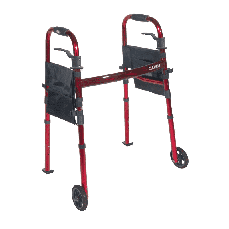 Drive Medical Portable Folding Travel Walker with 5 Wheels and Fold up Legs - primehubstore.shop Walkers