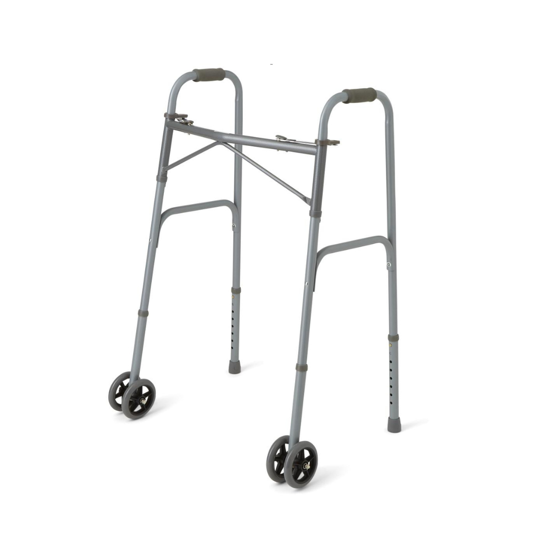 Medline Extra Wide Bariatric Walker with Wheels - 600 lb Capacity - primehubstore.shop 2 Button Walkers