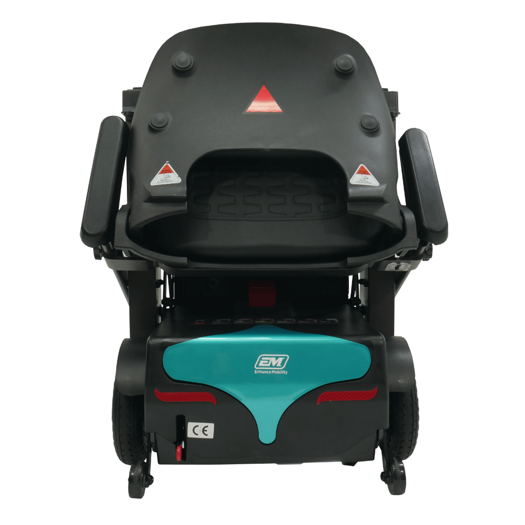 MOJO Lightweight Automatic Folding Travel Scooter - Airline Approved - Aqua folded rear