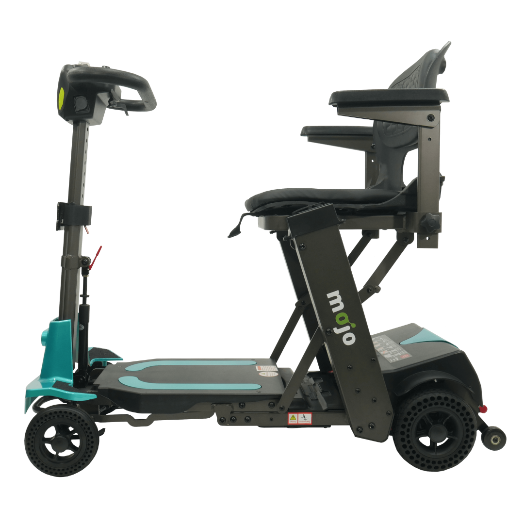 MOJO Lightweight Automatic Folding Travel Scooter - Airline Approved - Aqua left