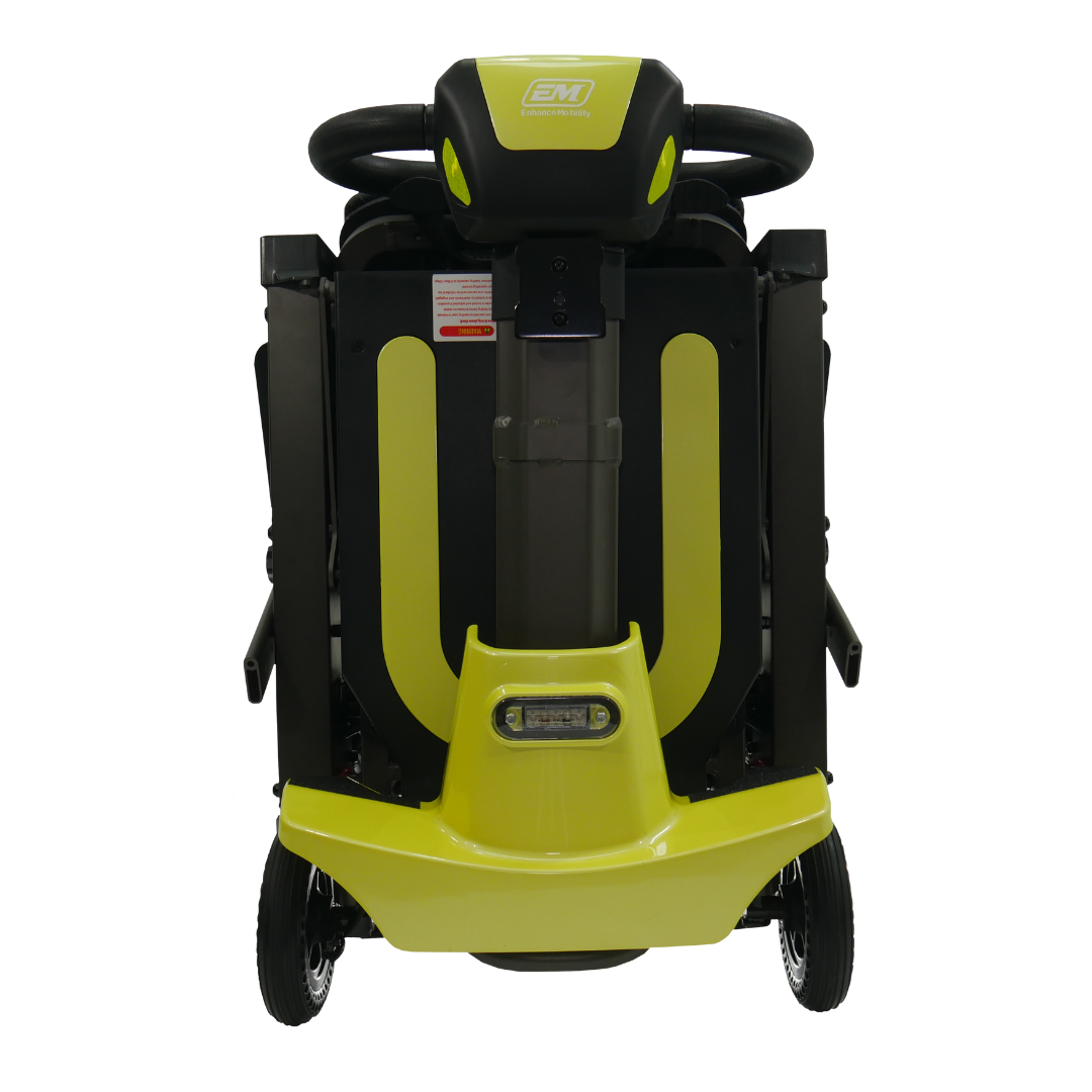 MOJO Lightweight Automatic Folding Travel Scooter - Airline Approved - Lemony Lime folded