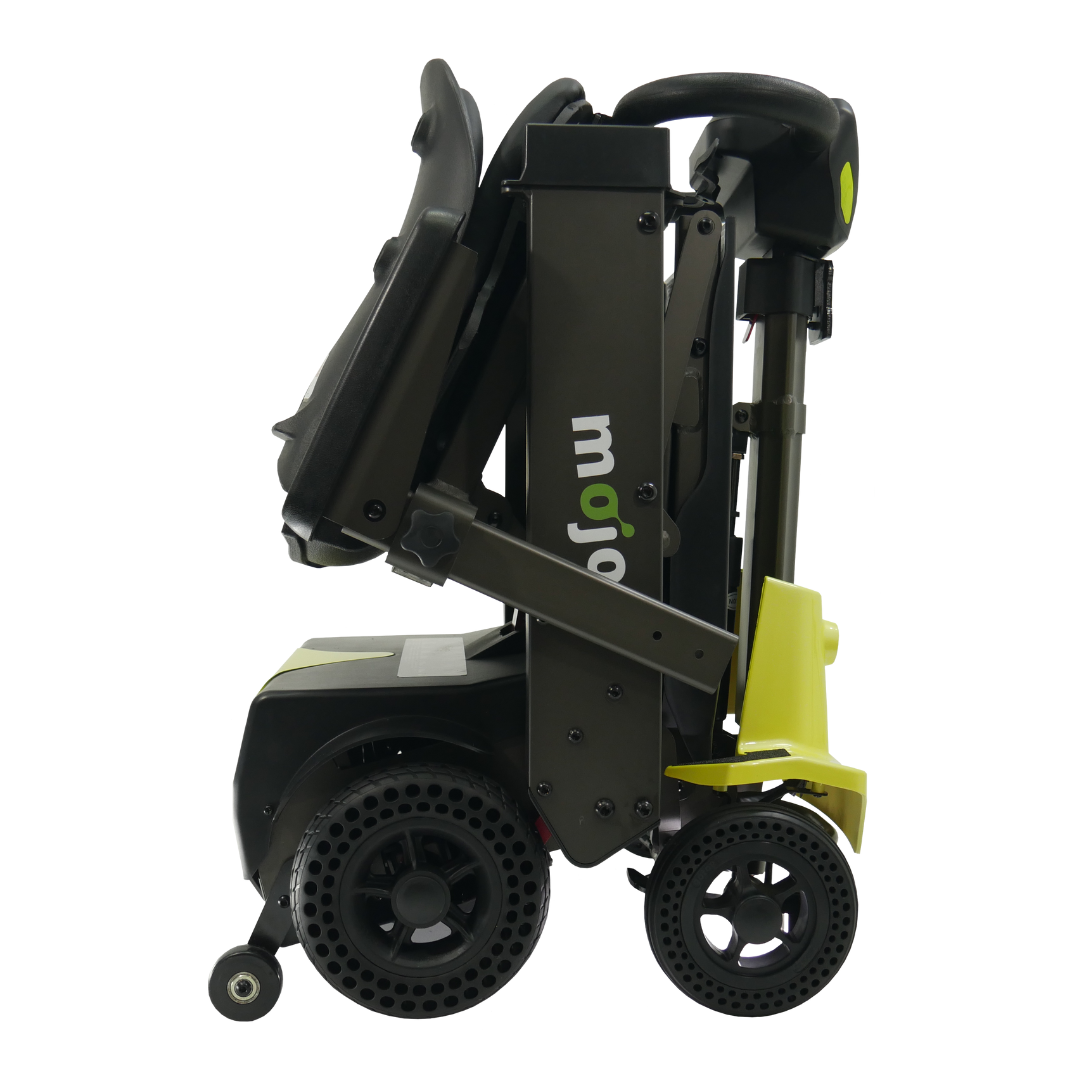 MOJO Lightweight Automatic Folding Travel Scooter - Airline Approved - Lemony Lime folded right