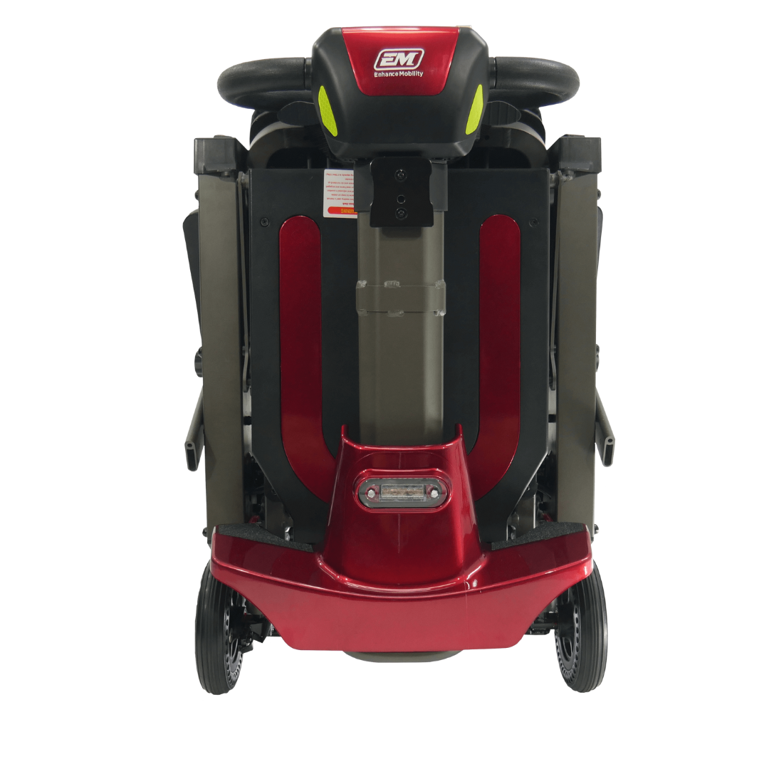 MOJO Lightweight Automatic Folding Travel Scooter - Airline Approved - Red folded front