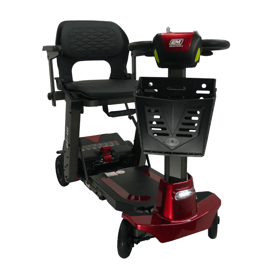 MOJO Lightweight Automatic Folding Travel Scooter - Airline Approved - Red front right