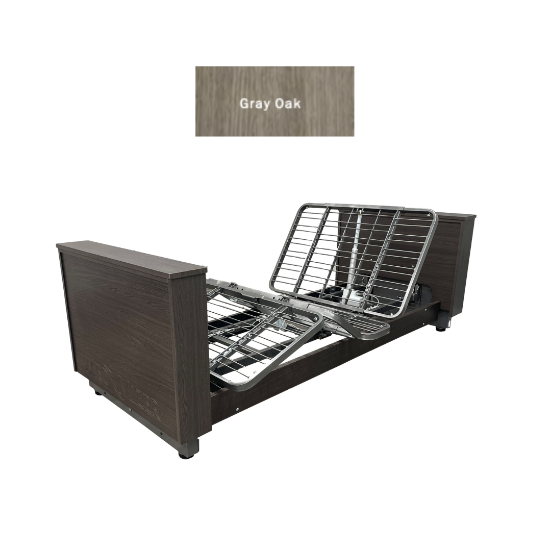 Med Mizer SelectCare Hi/Lo Full Electric Bariatric Bed with Width Expansion - Gray Oak