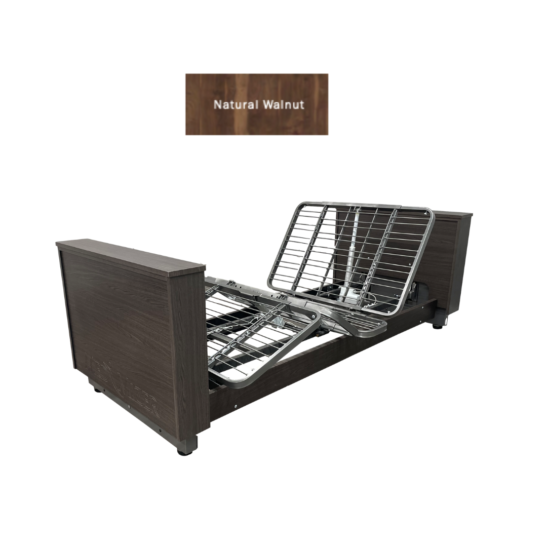 Med Mizer SelectCare Hi/Lo Full Electric Bariatric Bed with Width Expansion - Natural Walnut