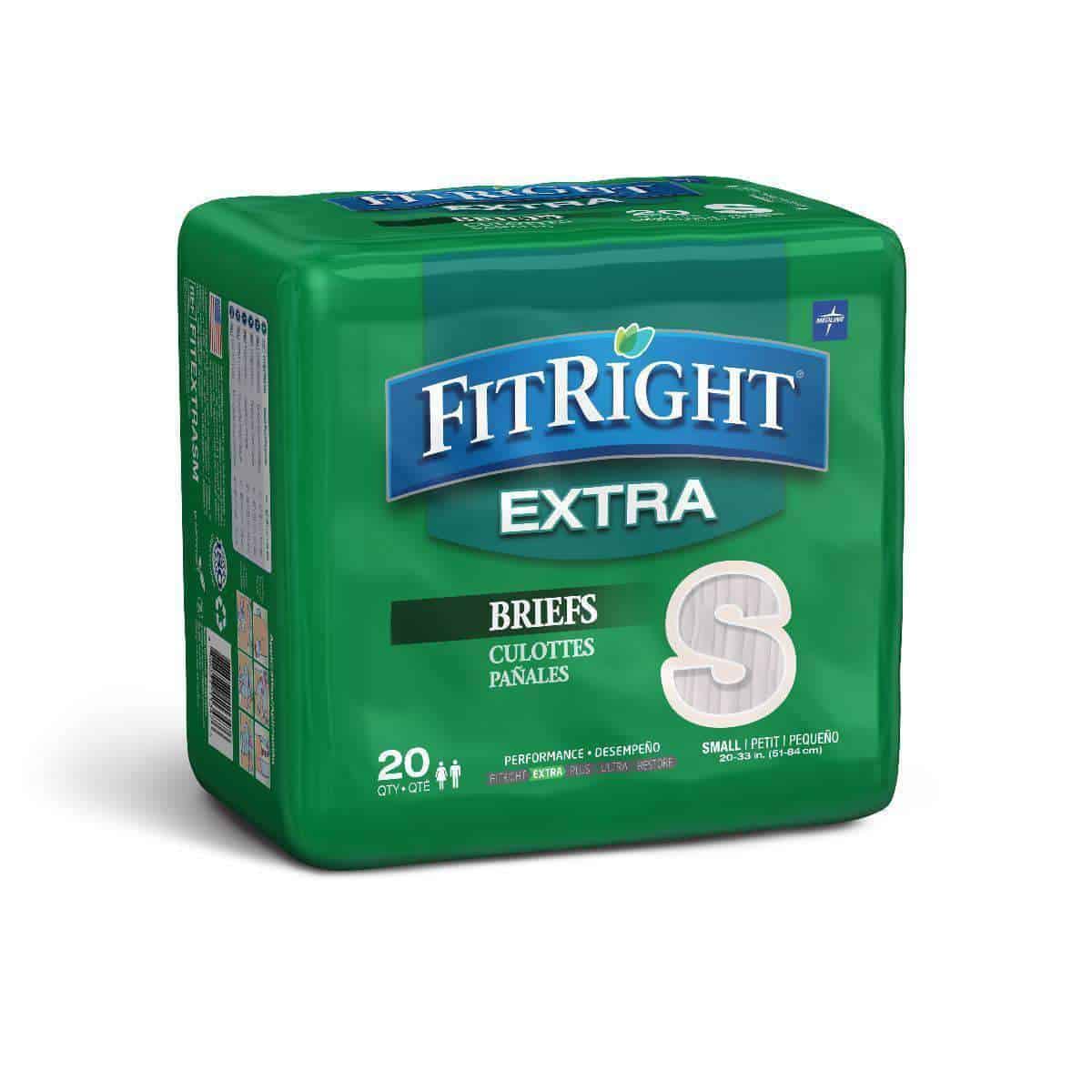 Medline FitRight Extra Adult Unisex Briefs with Tabs - Moderate Absorbency Case of 80 - primehubstore.shop Incontinence