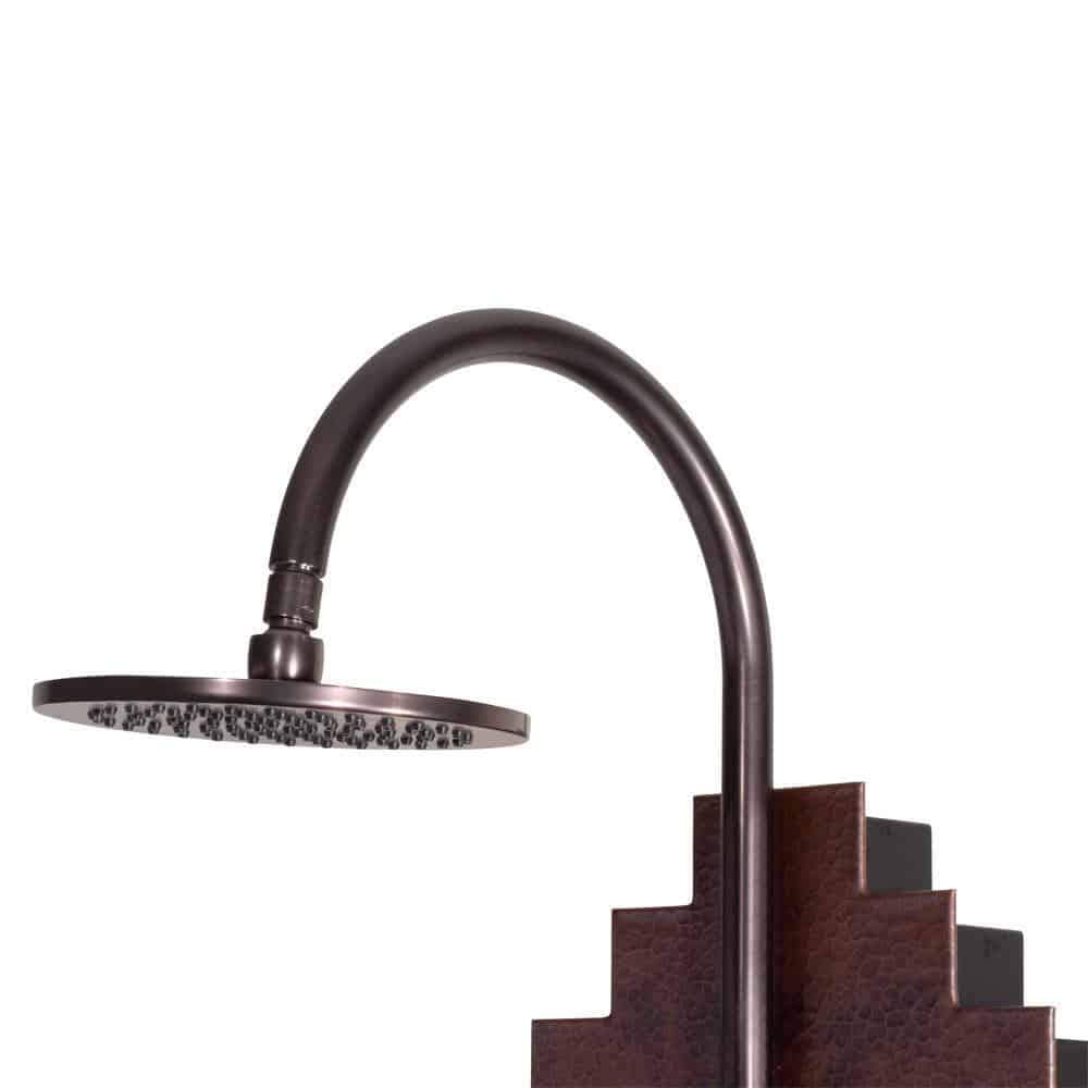 Pulse ShowerSpas Navajo ShowerSpa Panel with 8" Rain Showerhead, 4 Body Spray Jets, 5-Function Hand Shower, Glass Shelf, Hand Hammered Copper with Oil-Rubbed Bronze Finish - primehubstore.shop Shower Systems