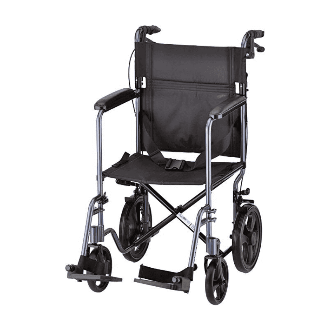 Nova Medical 330 20" Lightweight Folding Transport Chair with 12" Rear Wheels & Hand Brakes - primehubstore.shop Transport Chairs