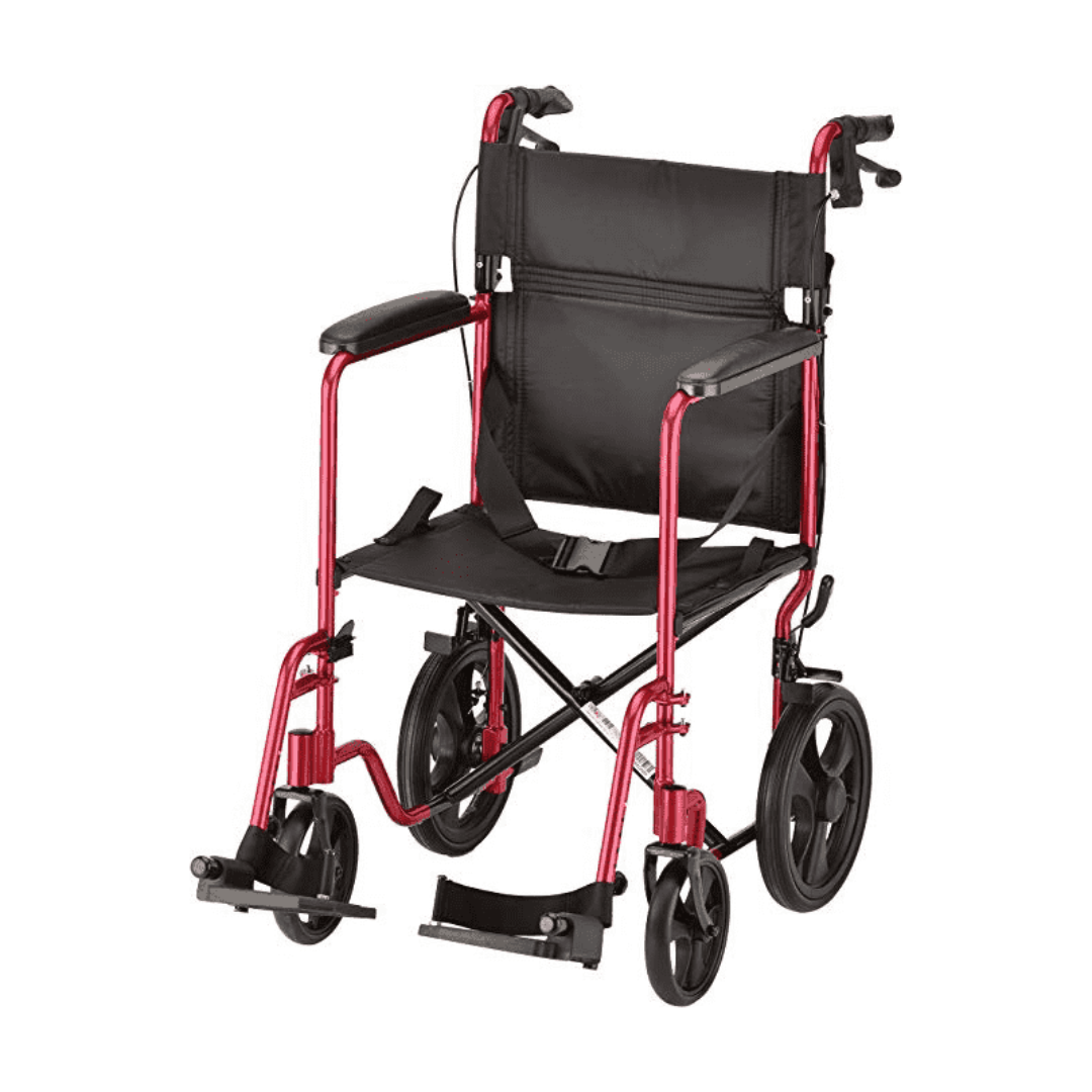 Nova Medical 330 20" Lightweight Folding Transport Chair with 12" Rear Wheels & Hand Brakes - primehubstore.shop Transport Chairs