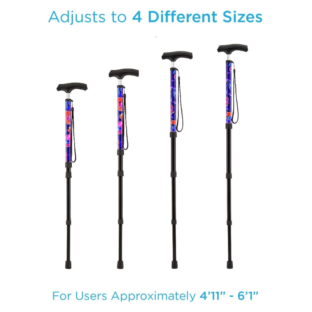 Nova Medical Compact Collapsible Travel ClickCane with Strap - User Range 4’11” - 6’1” - primehubstore.shop Canes