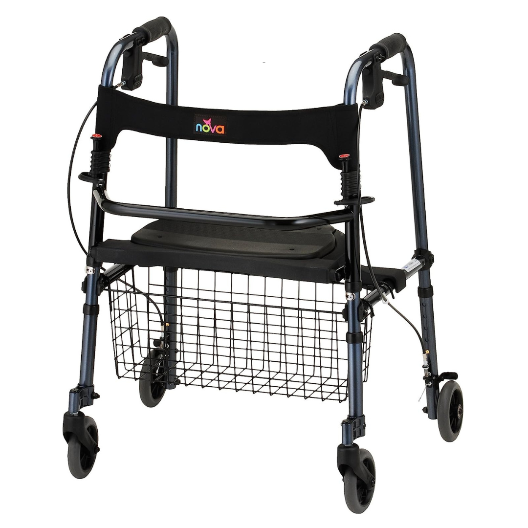 Nova Medical 4010 Cruiser De-Light Hybrid Walker Rollator with Seat - primehubstore.shop Rollators