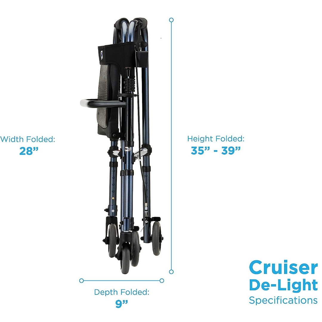 Nova Medical 4010 Cruiser De-Light Hybrid Walker Rollator with Seat - primehubstore.shop Rollators